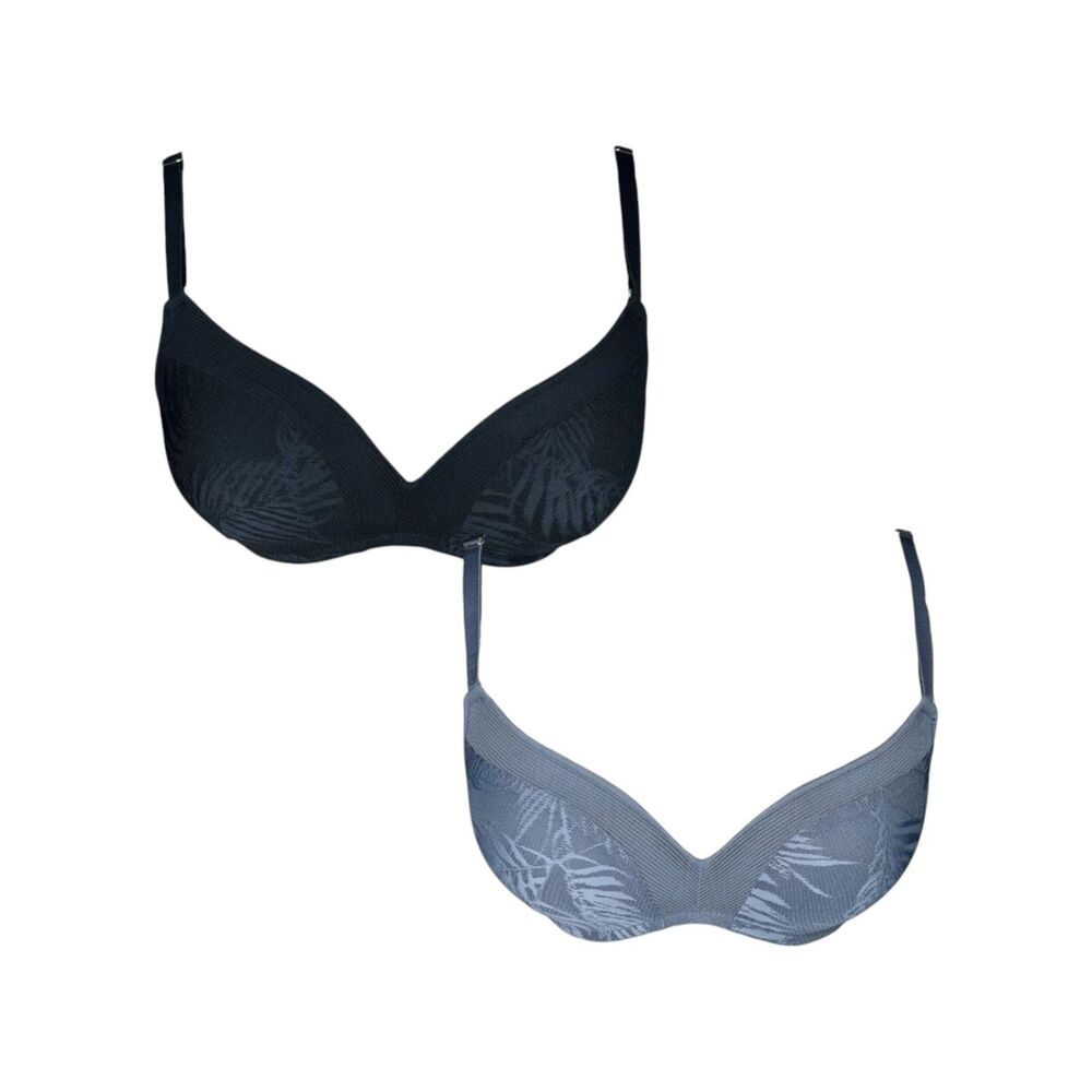 TWO Lively All-Day No Wire Push Up Bra sz 32B * Smoke & Jet Black Bras Wireless